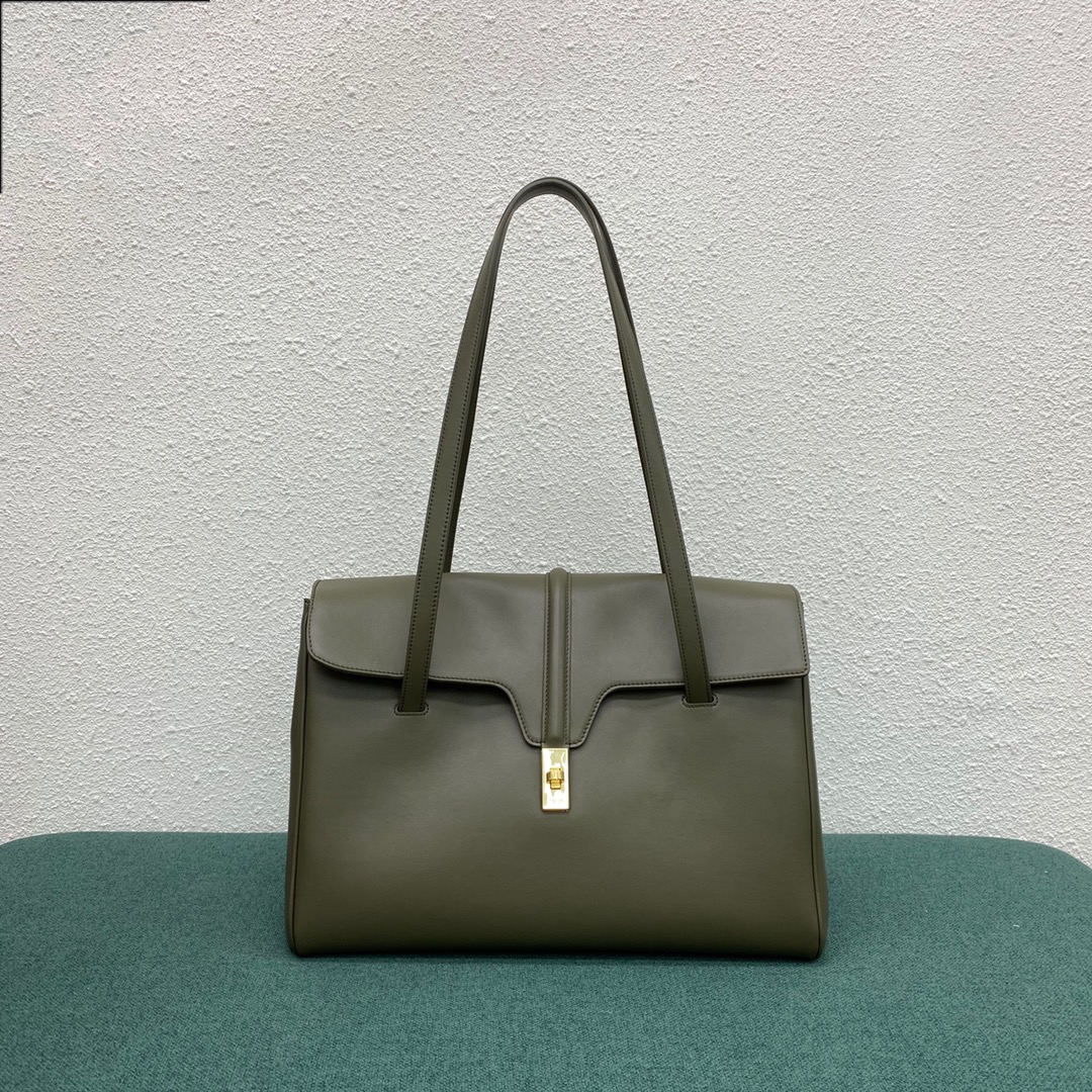 Celine Large Soft 16 Smooth Calfskin Handbag Shoulder Bag Green 194043